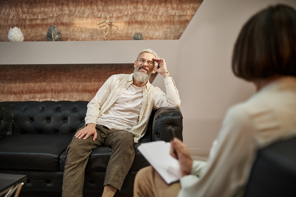 old man in therapy cognitive behavioral therapy