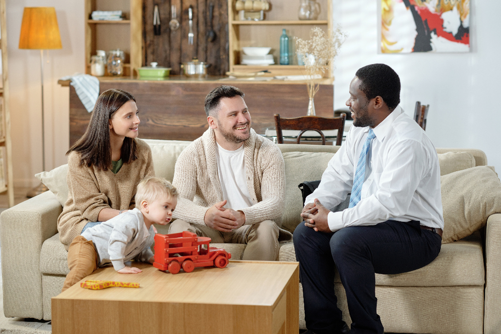 family talking with each other after family therapy session