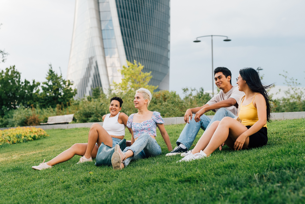 group of friends at the park sitting in grass  histrionic disorder