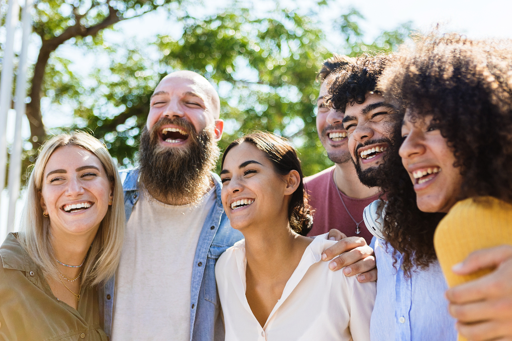 group of friends smiling in sacramento california